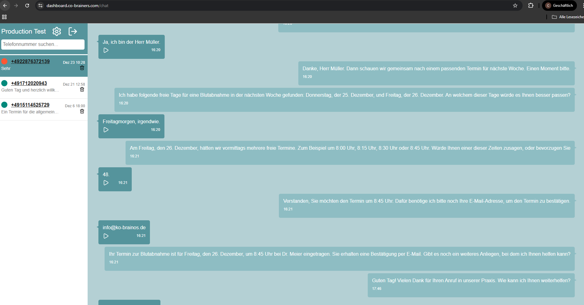 eTermin Integration - Telefonassistent Konfiguration Demo